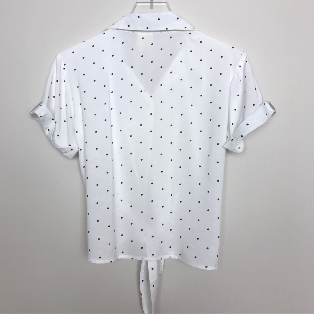 Japna Black/White Polka Dot Front Tie Camp Shirt S - Picture 4 of 8